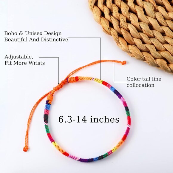 24 Pcs Boho Surfer Bracelet Anklet Adjustable Beaded Anklets Handmade Braided Br - Picture 4 of 7